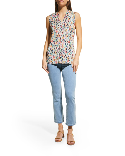 Shop Nic + Zoe Have A Seat Printed V-neck Tank In Gri