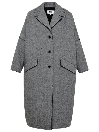 Shop Mm6 Maison Margiela Single-breasted Long-sleeved Coat In Grigio