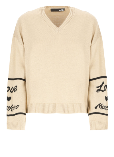 Shop Love Moschino Wool Sweater In Cammello