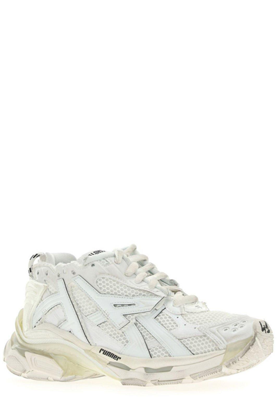 Shop Balenciaga Lace-up Runner Sneakers In 9000 White