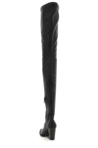Shop Stella Mccartney Square Toe Thigh-high Boots In Nero
