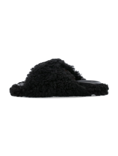 Marni 10mm Fussbett Crisscross Shearling Slide In Black