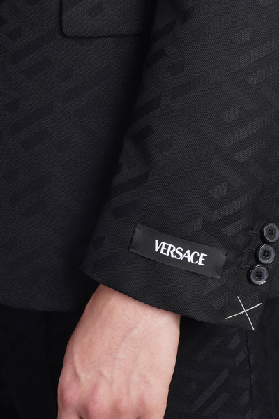 Shop Versace Blazer In Black Wool