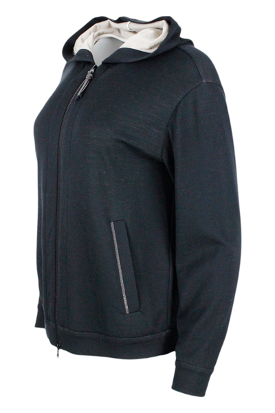 Shop Brunello Cucinelli Jogging Sweatshirt Sparkling Stripes In Black