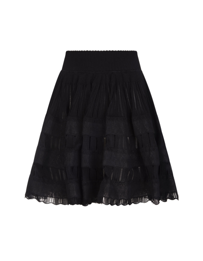 Shop Alaïa Woman High Waist Black Fluid Short Skirt In Noir Alaia