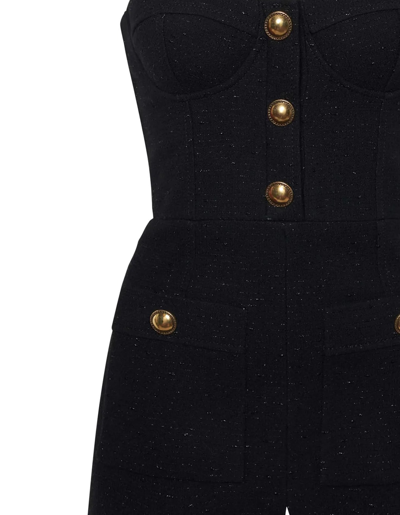 Shop Alessandra Rich Short Jumpsuit In Black Lurex Tweed
