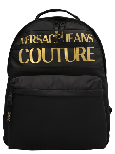 Shop Versace Jeans Couture Logo Backpack In Black