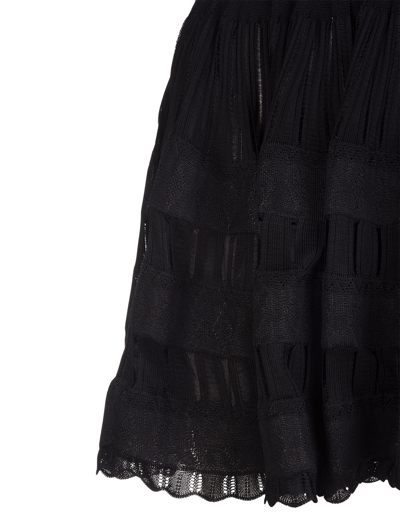 Shop Alaïa Woman High Waist Black Fluid Short Skirt In Noir Alaia