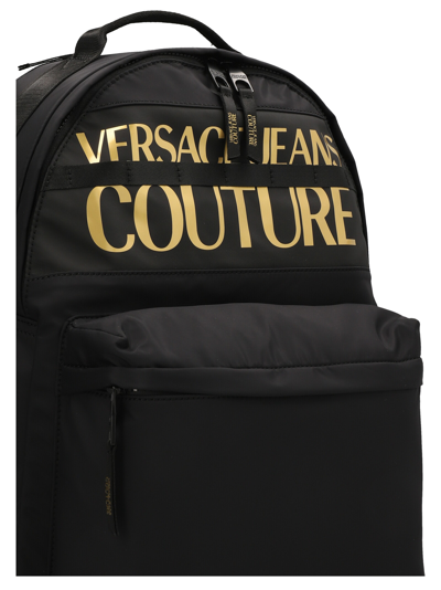 Shop Versace Jeans Couture Logo Backpack In Black