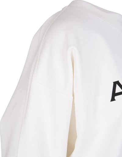 Shop Alaïa Woman White Crew Neck Sweatshirt With Logo In Bianco Nero