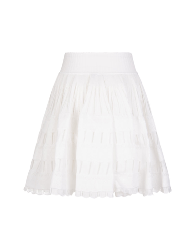 Shop Alaïa Woman High Waist White Fluid Short Skirt In Bianco Ottico