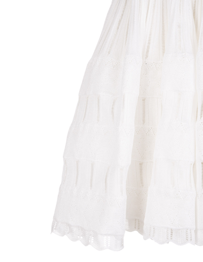 Shop Alaïa Woman High Waist White Fluid Short Skirt In Bianco Ottico