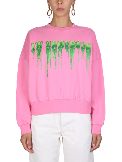 Shop Jw Anderson Slime Logo Sweatshirt In Rosa