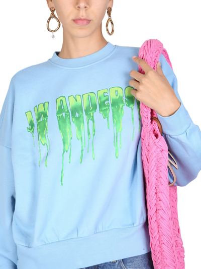 Shop Jw Anderson Slime Logo Sweatshirt In Azzurro