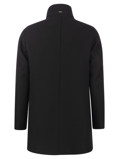 Shop Herno Wool-blend Medium Coat In Black