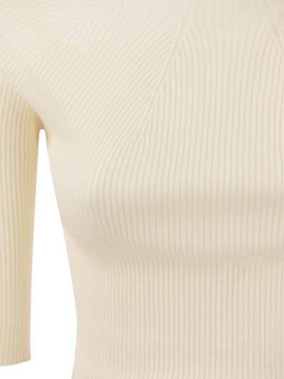 Shop Peserico Tricot Jersey With Half Sleeves In Cream
