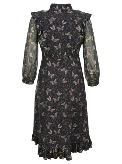 UNDERCOVER FRILLED BUTTERFLY PRINT DRESS 