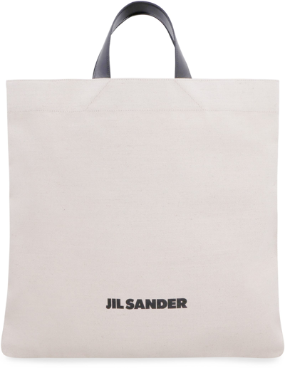 Shop Jil Sander Canvas Tote Bag In Ivory