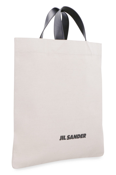 Shop Jil Sander Canvas Tote Bag In Ivory