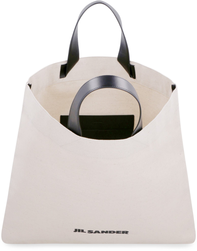 Shop Jil Sander Canvas Tote Bag In Ivory