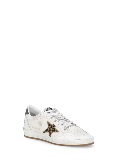 Shop Golden Goose Ball Star Nappa Sneakers In White/beige Brown Black Leo/ B