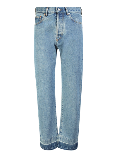Shop Valentino Straight Leg Jeans Made Of  Denim In Blue