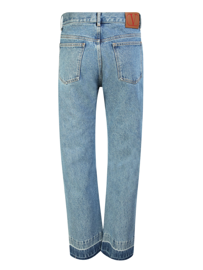 Shop Valentino Straight Leg Jeans Made Of  Denim In Blue