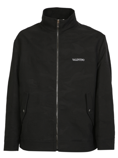 Shop Valentino Camouflage Print Jacket In Black