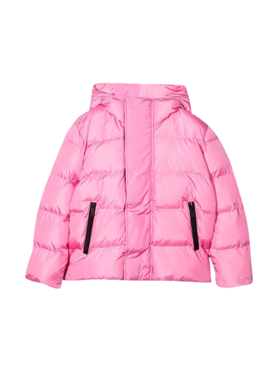 Shop Dsquared2 White Down Jacket Teen Unisex In Rosa