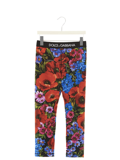 Shop Dolce & Gabbana Floral Logo Leggings In Vt