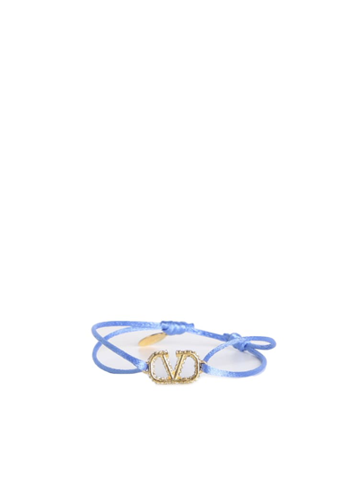 Shop Valentino V Logo Rope Bracelet In Light Blue