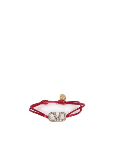 Shop Valentino V Logo Rope Bracelet In Rosso