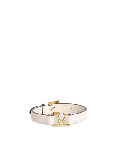 Shop Valentino V Logo Bracelet In Ivory