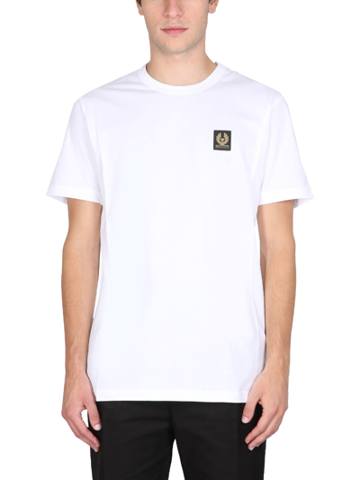 Shop Belstaff T-shirt With Logo Patch In Bianco