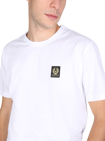 Shop Belstaff T-shirt With Logo Patch In Bianco