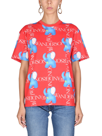 Shop Jw Anderson Elephant Logo T-shirt In Rosso