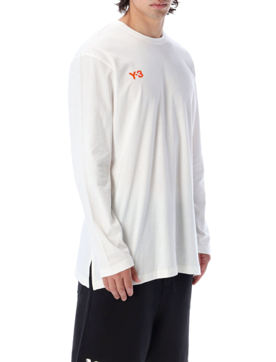Shop Y-3 Yohji Long Sleeves T-shirt In White