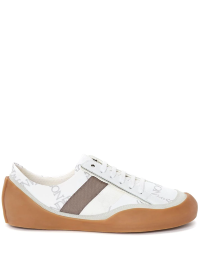 Shop Jw Anderson Embroidered-logo Panelled Sneakers In White