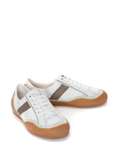 Shop Jw Anderson Embroidered-logo Panelled Sneakers In White