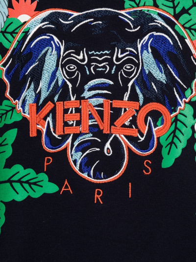 Shop Kenzo Elephant-motif Embroidered Sweatshirt In Blue