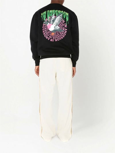 Shop Jw Anderson Intarsia-knit Logo Jumper In Black