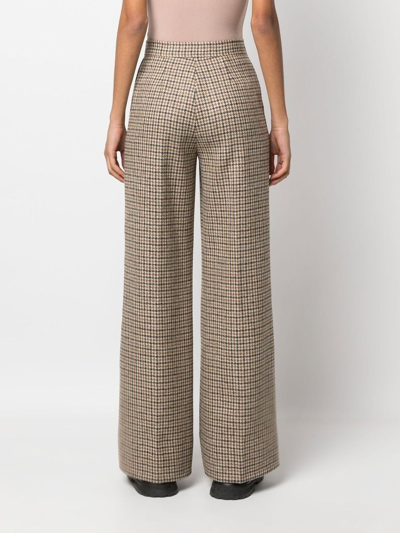 Shop Palm Angels Checked Wide-leg Trousers In Braun