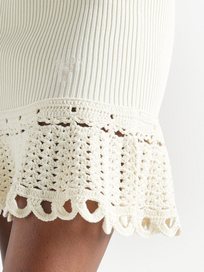 Shop Prada Crochet-knit Midi Skirt In Nude