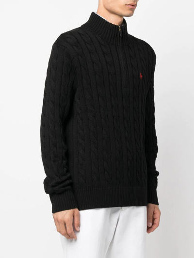 Shop Polo Ralph Lauren Cable-knit Half-zip Sweater In Schwarz