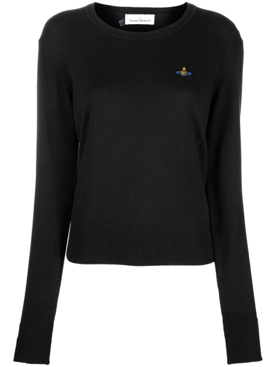 Shop Vivienne Westwood Orb-logo Embroidery Cotton-cashmere Jumper In Schwarz