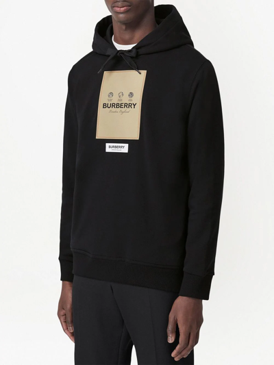 Shop Burberry Appliqué-logo Drawstring Hoodie In Schwarz