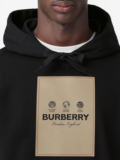 Shop Burberry Appliqué-logo Drawstring Hoodie In Schwarz