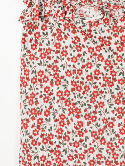 Shop Little Bambah Floral-print Ruffled Vest In Red