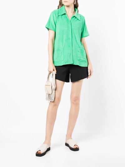 Bambah Towelling-effect Short-sleeve Shirt In Green