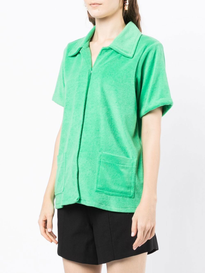 Bambah Towelling-effect Short-sleeve Shirt In Green